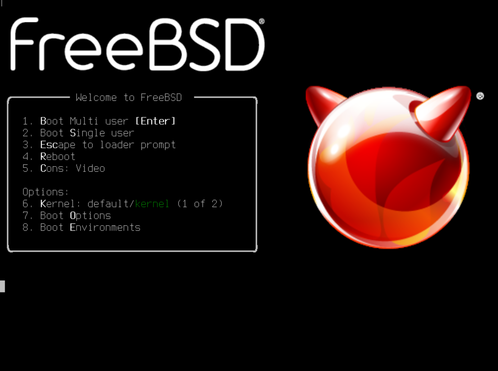 FreeBSD Loader Main Menu