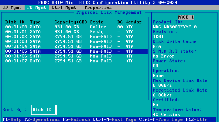 PERC H310 BIOS: Converted disks list as "Non-RAID.