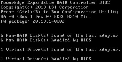 PERC H310 BIOS: 6 disks now list as Non-RAID.